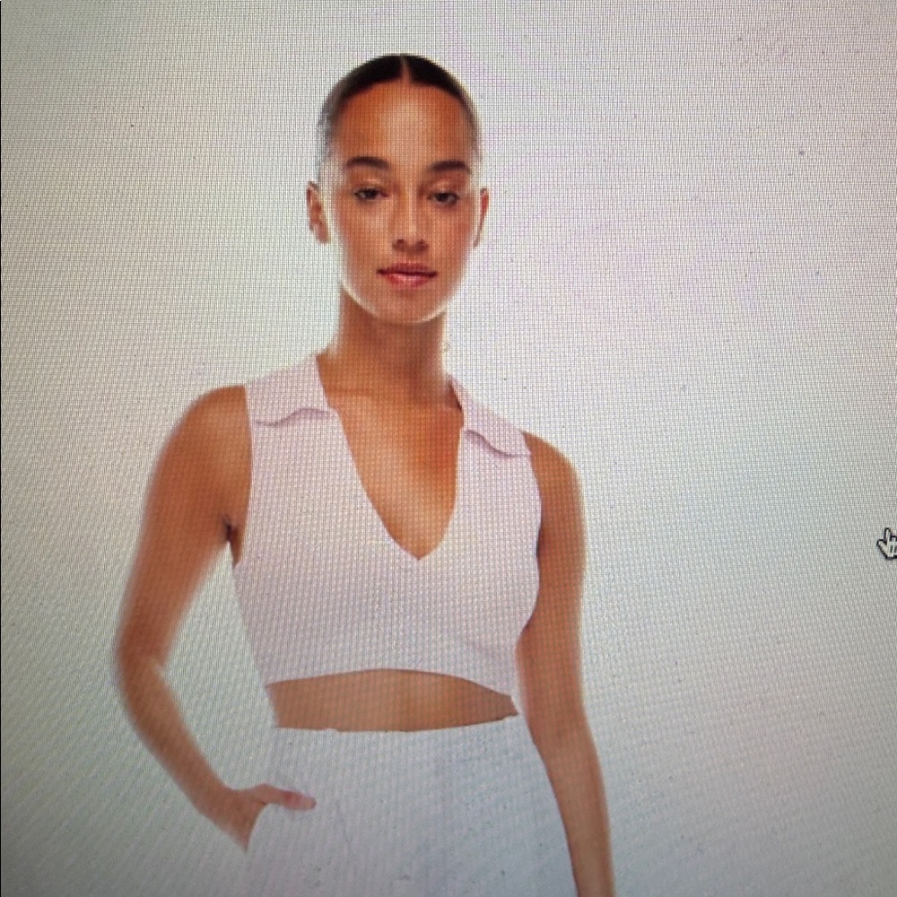Aritzia babaton sculpt knit polo top in frosted lilac